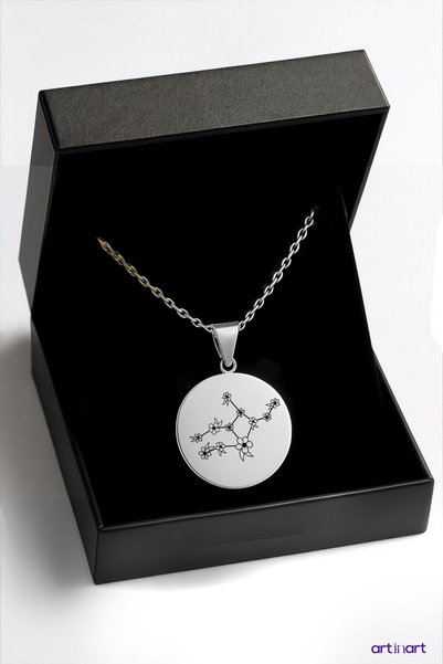 ArtinArt Virgo Flower Constellation Necklace |   Stainless Steel Silver Color Gift Boxed