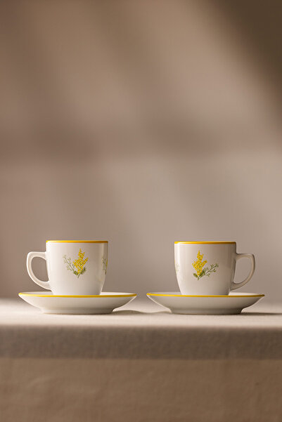 Rakle Mimoza Seramik 2'li Kahve Fincan Takımı 110 cc