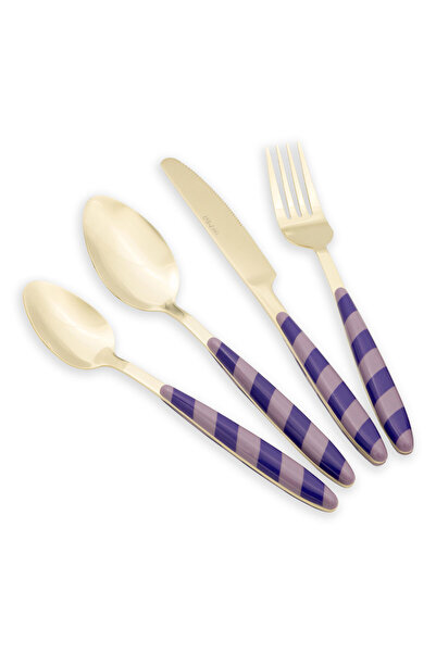 The Mia Joy Cutlery Set Purple Gold 24 Pieces