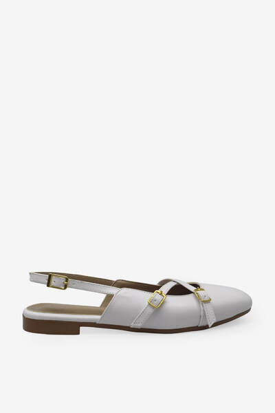 kanuga حذاء باليرينا مفتوح من الخلف للنساء باللون الأبيض SNYR105