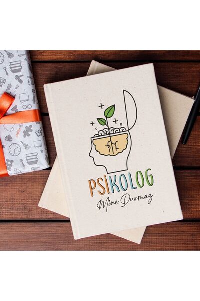 Hediyesepeti Canvas Notebook with Name Written as a Gift for Psychologist