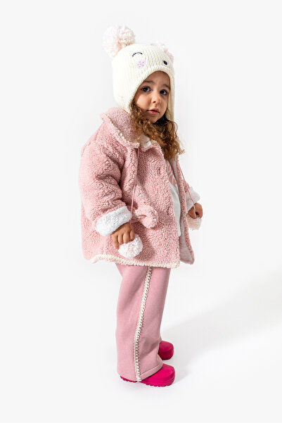 Jikko Baby Daily Baby Girl Set with Plush Jacket 8167