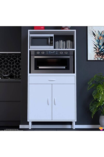Modilayn VİO Fırın Dolabı (70x163,4x32.5 cm) Çekmeceli Kapaklı Mini/Midi Mikrodalga Mutfak Dolabı