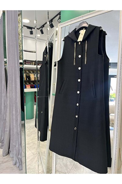 MERAM BUTİK Nurgün Quilted Vest - Black - 50