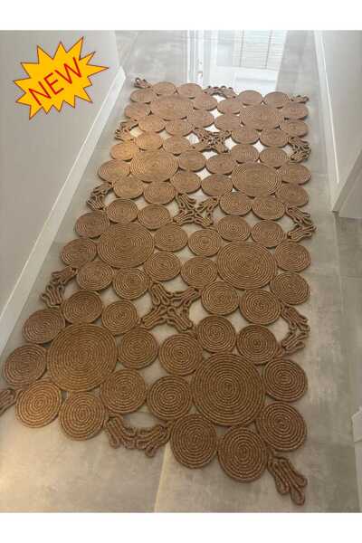 MaVaux Camélia Natural Halat Hasır Kilim – Spiral Desenli Bohem Antre Salon M...