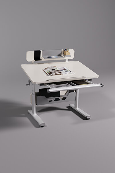 Creo Mobili Mini Vega Standart Çekmeceli Çalışma Masası, Yükseklik Ayarlı Çoc...