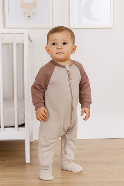Kidaxi 3 Thread Raglan Sleeve Zippered Baby Jumpsuit