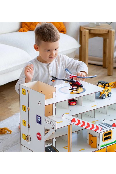 Onix Home Asansörlü Premium Büyük Oyuncak Araba Garajı, Çocuklar İçin Kendin Yap Park ve Garaj