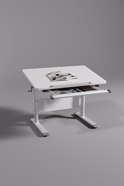 Creo Mobili Mini Vega Basic Çekmeceli Masa, Yükseklik Ayarlı Çalışma Masası, ...