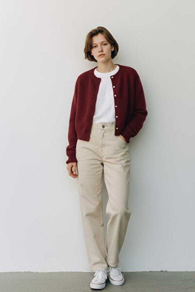 mahira collection Kol Fırfırlı İnci Düğme Kısa Hırka