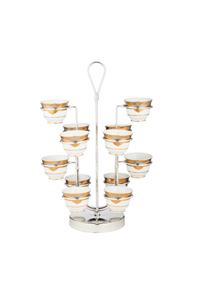 ABAREEK Arabic Coffee Cup Holder Stand - Silver Stainless Metal