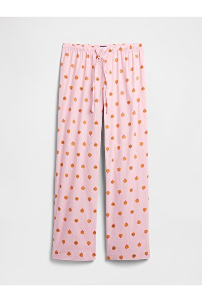 GAP Kadın Açık Pembe Desenli Poplin Pijama Altı