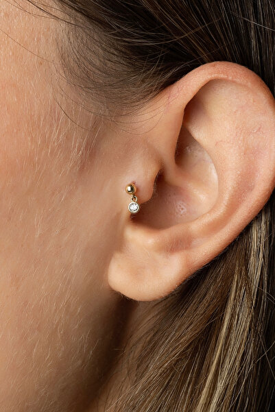 Safir Kuyumculuk Altın Sallantılı Tektaş Tragus Piercing