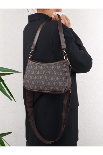 Madame Farme Monogram Baguette and Crossbody Bag Brown