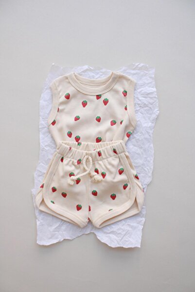 Oh La La Koala For Little Ones Çilek Baskı Kaşkorse Atlet Şort Takım