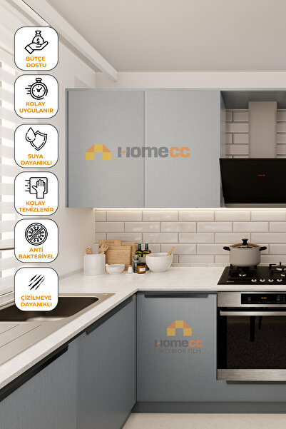 HOMECC İNTERİOR Gri Kumaş Desenli Yapışkanlı Kaplama PVC Folyo 120 cm – Mobilya, Duvar, Dekoratif Kullanım – - KF642