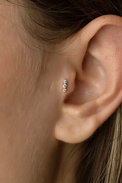 Safir Kuyumculuk Altın Taşlı Tragus Piercing