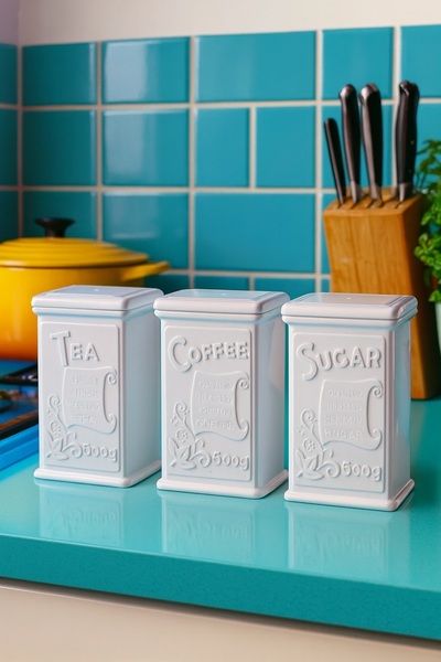 EWs Akrilik Beyaz Şeker Kahve Çay Kavanozu 500 Ml (Vakum Kapak )