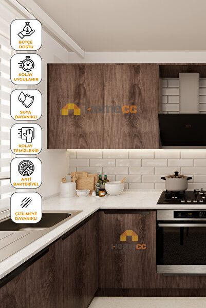 HOMECC İNTERİOR Budaklı Ceviz Yapışkanlı Kaplama Folyo 120 cm – Mobilya, Duvar, Kapı, Mutfak İçin – PW728 - PW728