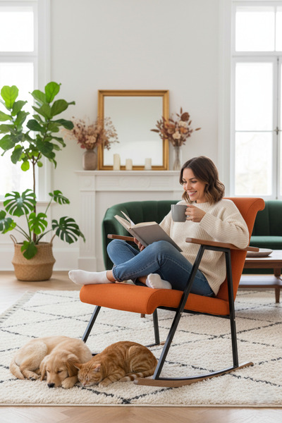 Berta Concept Aila Sallanan Koltuk Sallanır Tv Koltuğu Sallanan Sandalye Dinlenme Koltuğu Turuncu