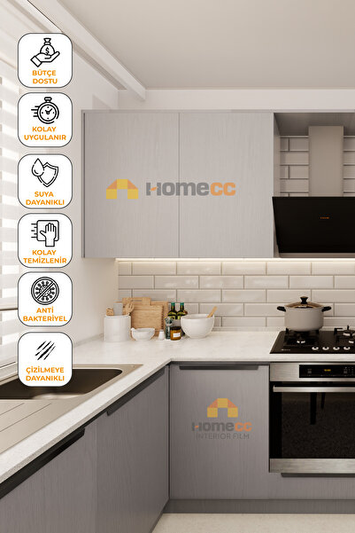 HOMECC İNTERİOR Yapışkanlı Folyo - Minimal Huş Kaplama Kağıdı - Mobilya Duvar Kapı - 120cm Genişlik - MW755