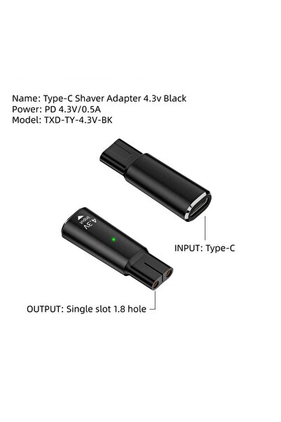 Choice TXD-TY-4.3V-BK Hobo 4.3V Type-C Shaver Adapter Charging Converter for ...