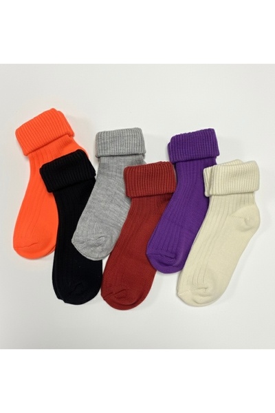 Çorap Kurdu 6 Pairs of Winter Thick Wool Curling Women's Socks