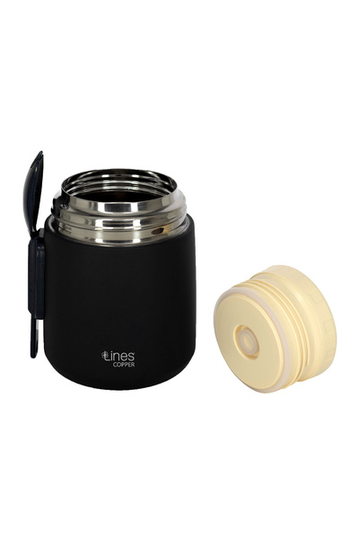 Lines Cooper Go Heat-Protected Stainless Steel Beige Food Thermos – Leak-Proof Steel Thermos