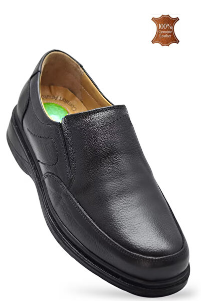 Wallerjon Men's Genuine Leather Daily Orthopedic Flexible Dad Shoes with Heel Gel