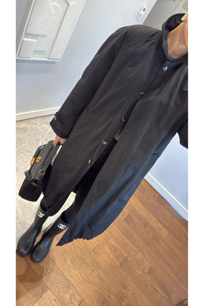 My Blog Black Pocketed Long Coat - 9602