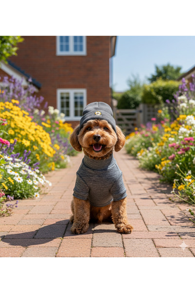 Lokums طقم ملابس وقبعة للكلاب مصنوع يدويًا من قماش ريبانا (للفئات الصغيرة وال...