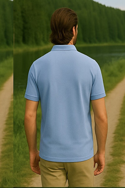 Maccali Ανδρικό μπλουζάκι με μεγάλο μέγεθος με μπλε γιακά πόλο