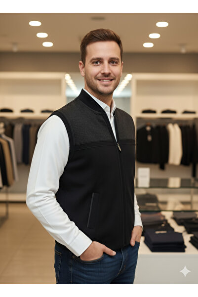 COLORBAR Güncüoğlu Steel Knitted Zippered Men's Knitted Vest