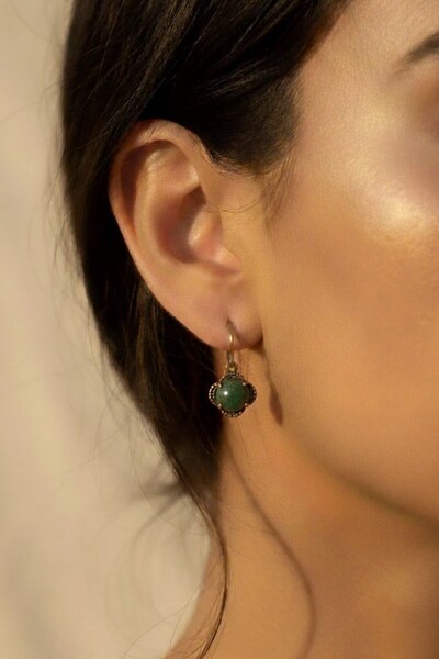 Süspüs Accessories Ukanit Stone Flower Model Authentic Earrings