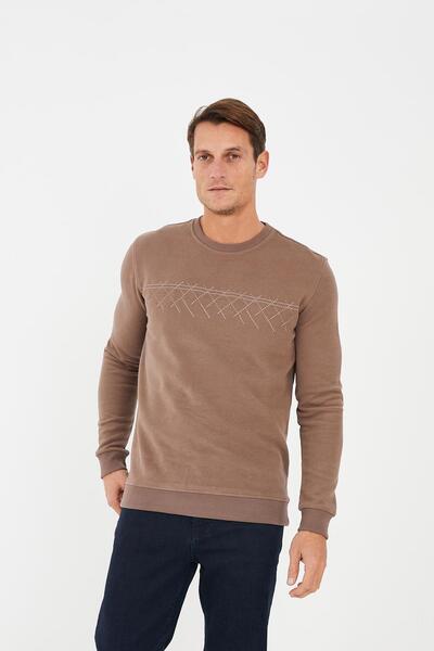 Maccali Мъжка CloudFit Basic дълга суитшърт с велосипедна яка и мотив на визон