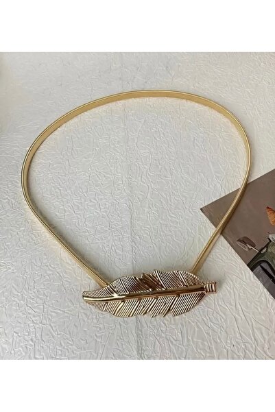 MUJGANERDOGANDESIGN Curea metalică elastică cu frunze de aur pentru femei, ce...