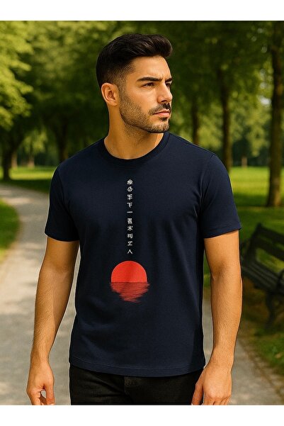 Maccali Ανδρικό κοντομάνικο μπλουζάκι με στάμπα με λαιμόκοψη Navy Blue