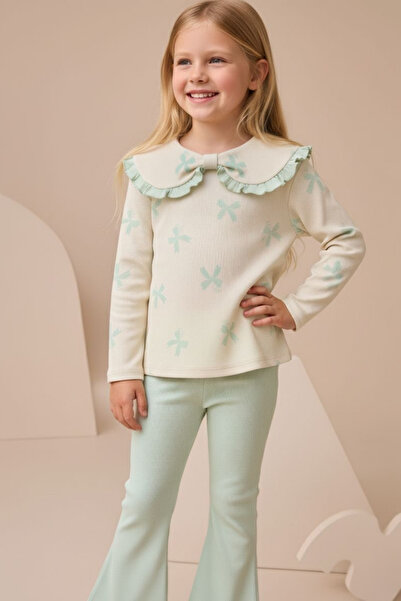 Minipodyum Κοριτσίστικο κοστούμι με μεγάλο γιακά με φιόγκο και κολάν