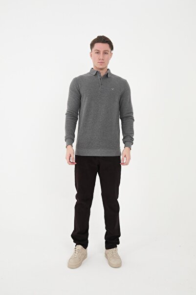 Maccali Ανδρικό μπλουζάκι Elite Comfort Basic Winter Grey Polo Collar