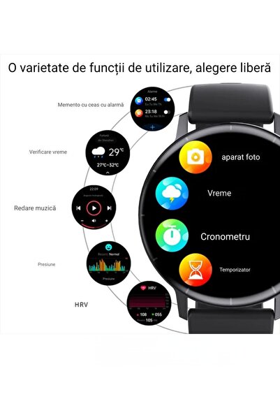 .YNNA Smartwatch Blood Glucose, Romanian menu, Bluetooth Call, Blood Pressure, EKG, Sleep Function