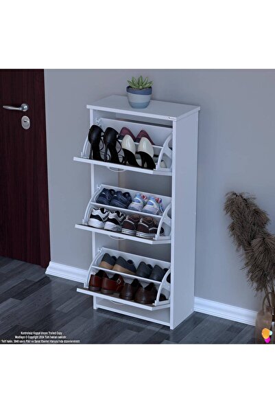 Modilayn WEST Antre 52x116x 26 cm’ lik 3 Düşer Kapak 6 Göz Bölmeli Ayakkabılık