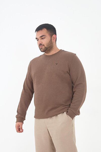 Maccali Men's Plus Size Plain Basic Oversized Mink Sweatshirt