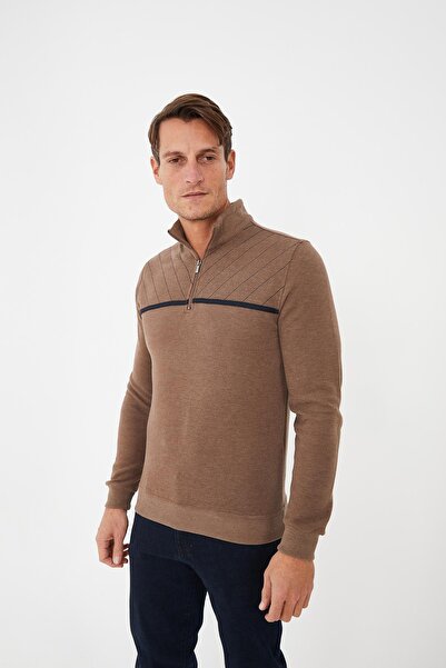 Maccali Ανδρικό φούτερ UrbanEdge με ριγέ φερμουάρ με ψηλό λαιμό βιζόν