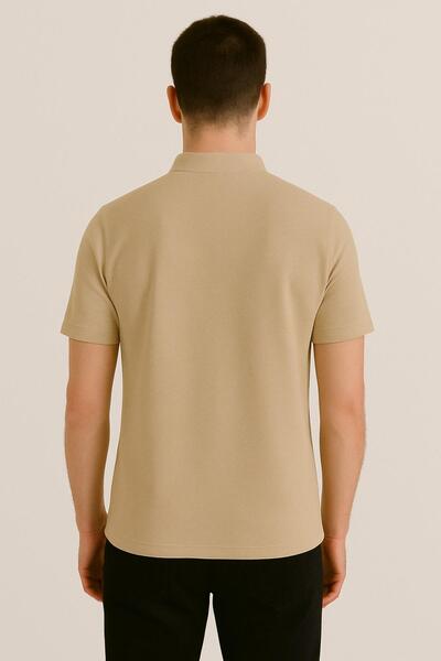 Maccali Erkek Kısa Kollu Hakim Yaka Yazlık Krem Bol Tişört