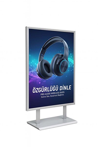 ÖzgürceSeç Double Sided Sheet Metal Base Sidewalk Advertising Board Standing ...