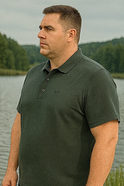 Maccali Ανδρικό μπλουζάκι με γιακά πόλο μεγάλου μεγέθους Basic Khaki