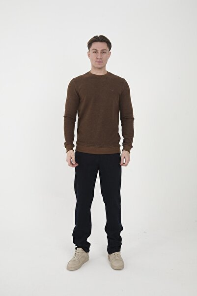 Maccali Мъжка ComfortFit дълга велосипедна яка Basic кафява суитшърт