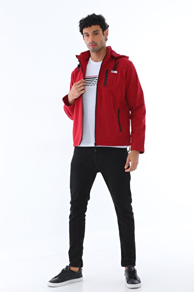 Piyera Jachetă de ploaie pentru bărbați, din material softshell, cu glugă, ro...