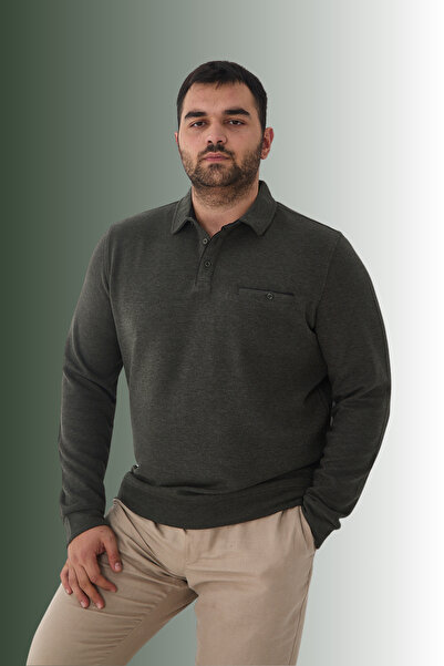 Maccali Ανδρικό χειμερινό φαρδύ μπλουζάκι με λαιμόκοψη πόλο με τσέπες