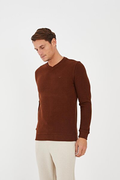 Maccali Мъжка RelaxFit Зимна блуза с V-образно деколте, дълга, права, в цвят керамика